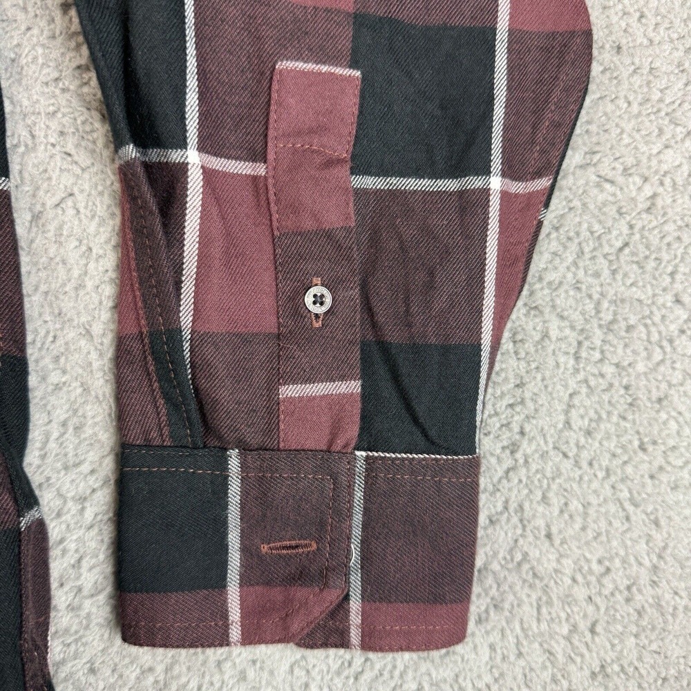 Wrangler ATG Flannel Shirt Mens Large Red Maroon Plaid Regular Fit Long Sleeve - Picture 8 of 14